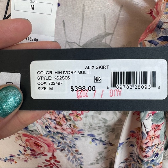 NWT KOBI HALPERIN Luxe Alix Wrap linen Skirt Size M floral Print Midi Length - Picture 10 of 10